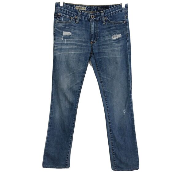 Adriano Goldschmied AG Premiere Skinny Straight Jeans Distressed Ripped Size 25 - Picture 2 of 12